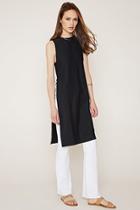 Forever21 Contemporary Pinstriped High-slit Tunic