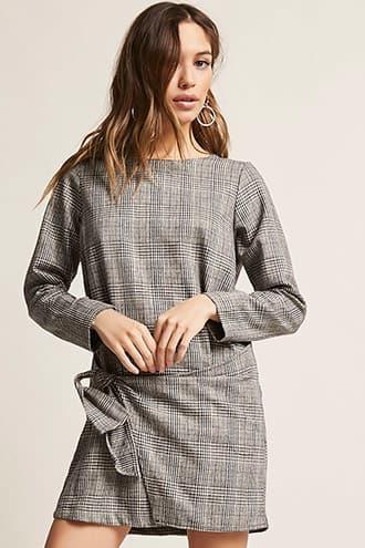 Forever21 Glen Plaid Tie-front Shift Dress