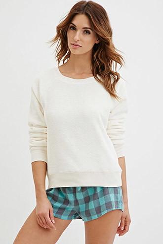 Forever21 Women's  Plush Raglan Pj Top