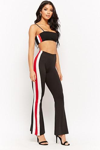 Forever21 Striped Flared Ankle Pants