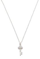 Forever21 Rhinestone Key Charm Necklace (silver/clear)
