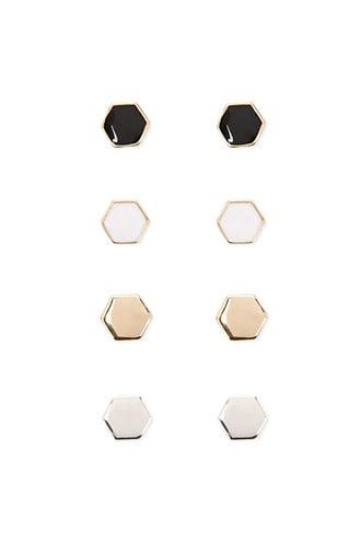 Forever21 Hexagon Stud Earring Set