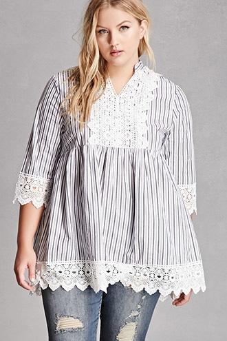 Forever21 Velzera Crochet Striped Top