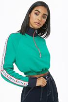 Forever21 Zip-front Graphic Trim Pullover