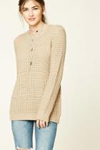 Forever21 Women's  Taupe Boxy Waffle Knit Sweater