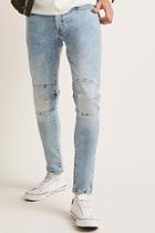 Forever21 Stone-wash Moto Jeans