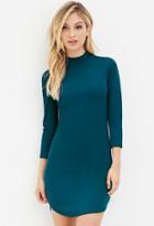 Forever21 Women's  High-neck Bodycon Dress (peacock)