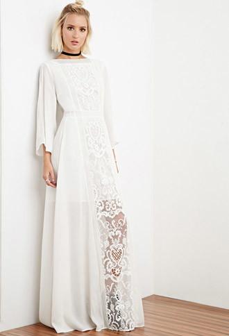 Forever21 The Allflower Crochet Chiffon Maxi Dress