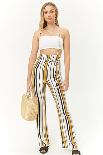 Forever21 High-rise Striped Suspender Pants