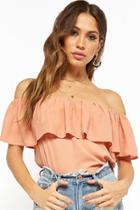 Forever21 Chiffon Flounce Off-the-shoulder Top