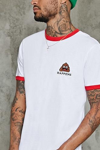 Forever21 Poop Emoji Ringer Tee