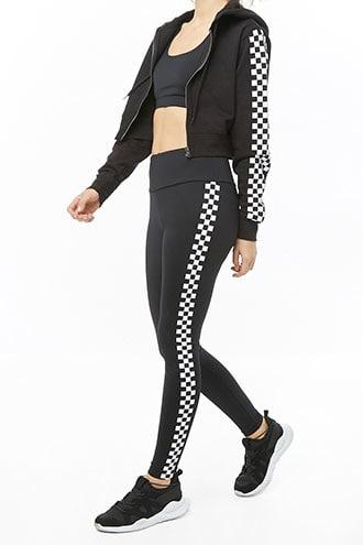 Forever21 Active Checkered-trim Leggings