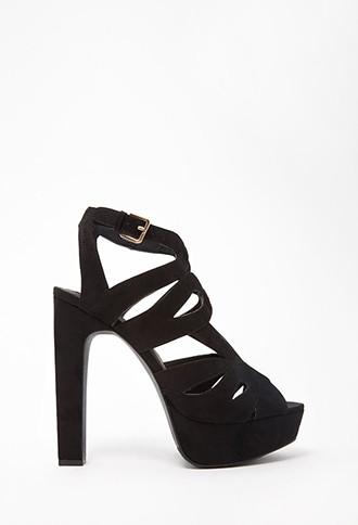 Forever21 Caged Faux Suede Sandals
