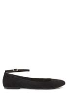 Forever21 Women's  Black Faux Suede Ankle-strap Flats