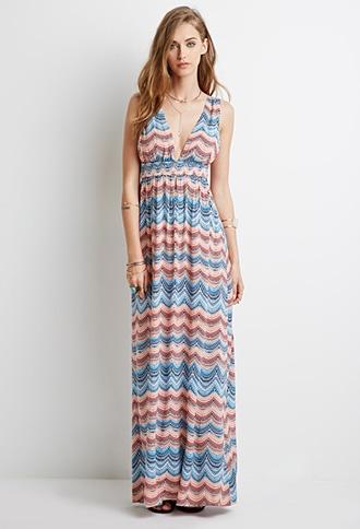 Forever21 Abstract V-cut Maxi Dress