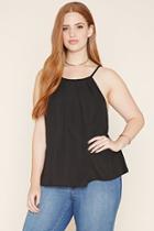 Forever21 Plus Women's  Black Plus Size Pleated Cami