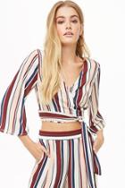 Forever21 Striped Crepe Wrap Top