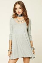 Forever21 Women's  Heather Grey Ribbed Knit Shift Dress