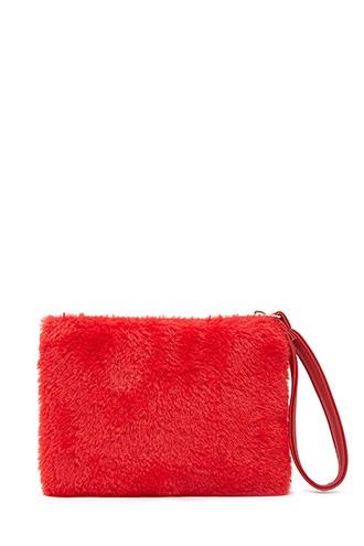 Forever21 Red Faux Fur Clutch