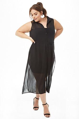 Forever21 Plus Size Longline Chiffon Shirt