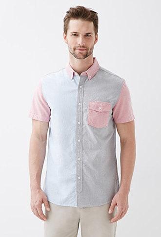Forever21 Colorblocked Cotton Oxford Shirt