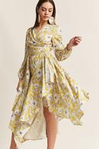 Forever21 Floral Surplice Wrap Handkerchief Dress