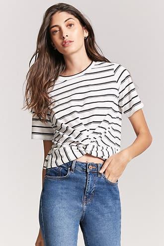 Forever21 Stripe Twist-front Tee
