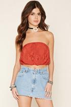 Forever21 Women's  Embroidered Strapless Top