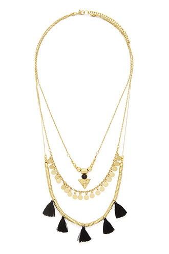 Forever21 Black & Gold Layered Tassel Necklace