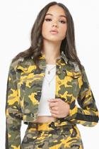 Forever21 Camo Cropped Distressed Jacket