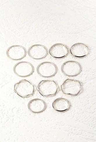 Forever21 Chevron Midi Ring Set (silver)