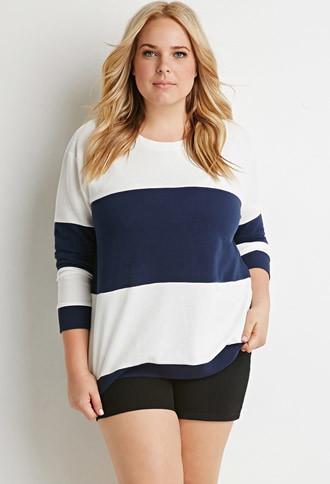 Forever21 Plus Women's  Colorblocked French Terry Sweatshirt
