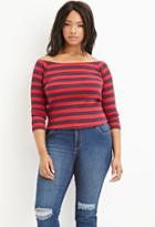 Forever21 Plus Striped Off-the-shoulder Top
