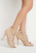 Forever21 Women's  Lace-up Faux Suede Pumps (nude)
