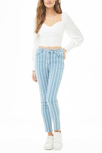 Forever21 Striped Skinny Jeans