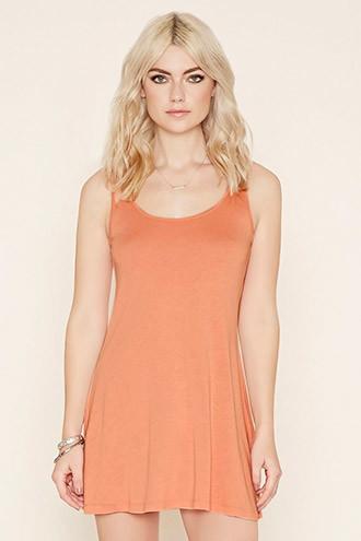 Forever21 Women's  Light Orange Scoop Back Mini Dress