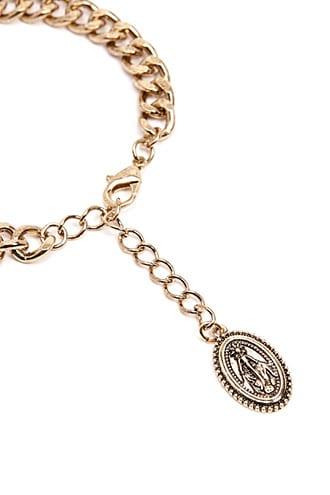 Forever21 Burnished Oval Pendant Bracelet