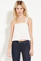 Forever21 Women's  Ivory Lace-trimmed Top