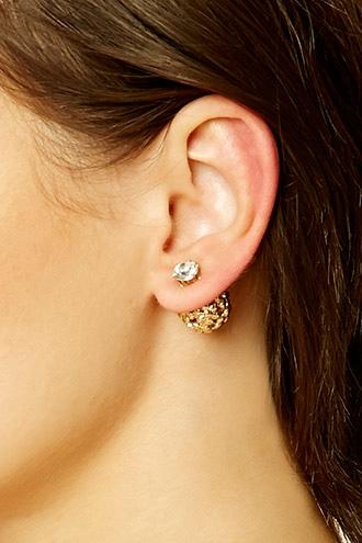Forever21 Rhinestone Floral Dual Studs