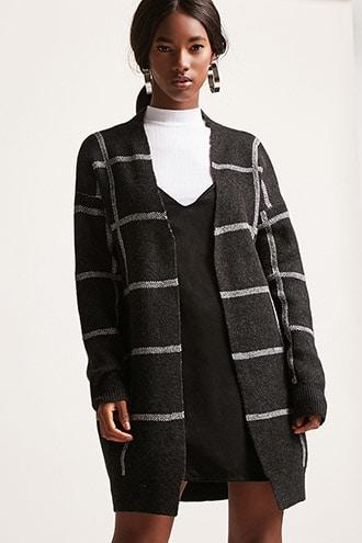 Forever21 Open-front Grid Cardigan