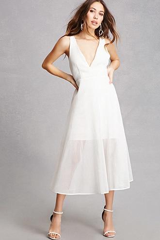 Forever21 Mesh Overlay V-neck Dress