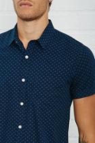 21 Men Men's  Navy & Blue Polka Dot Slim Fit Shirt