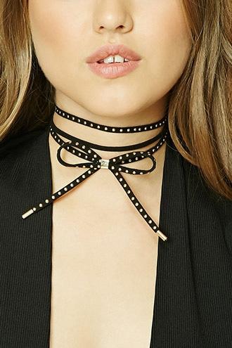 Forever21 Layered Studded Bow Choker