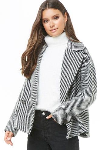 Forever21 Striped Double-breasted Jacket
