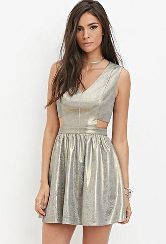 Forever21 Metallic Fit & Flare Dress