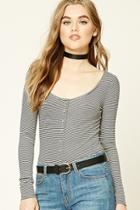 Forever21 Women's  Striped Scoop-neck Top
