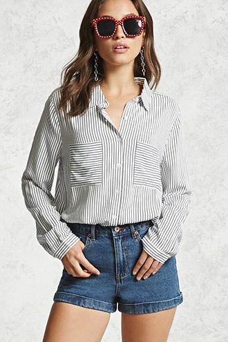 Forever21 Striped Button Front Shirt