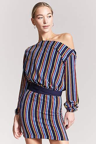 Forever21 Stripe French Terry Knit Mini Skirt