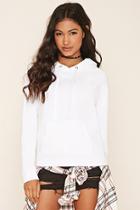 Forever21 Women's  White Raglan Pullover Hoodie