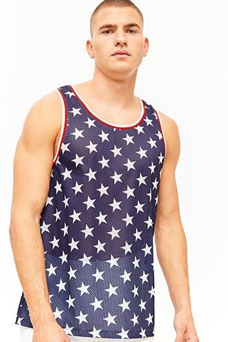 Forever21 Striped Star Print Tank Top